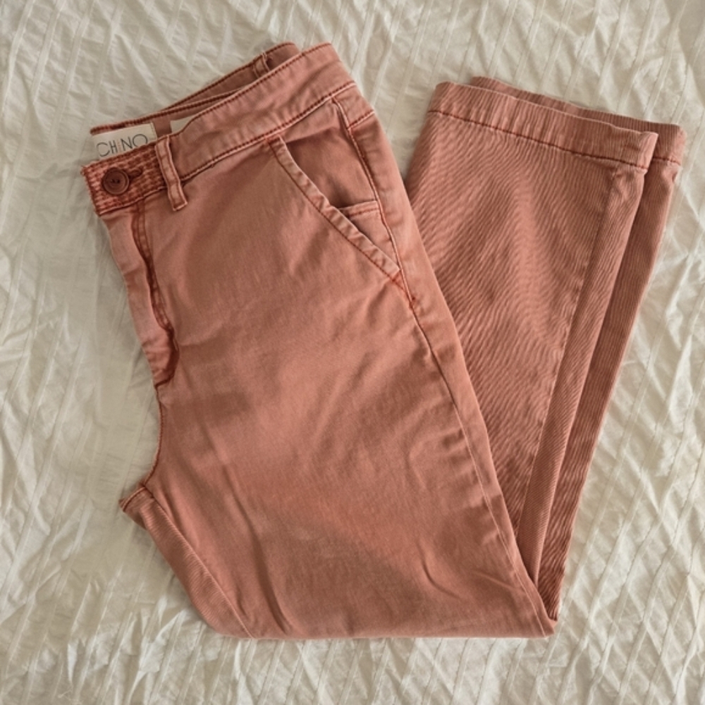 Anthropologie Pink Chino Pants Women's Size 28 Size 6 Slim Fit Trousers